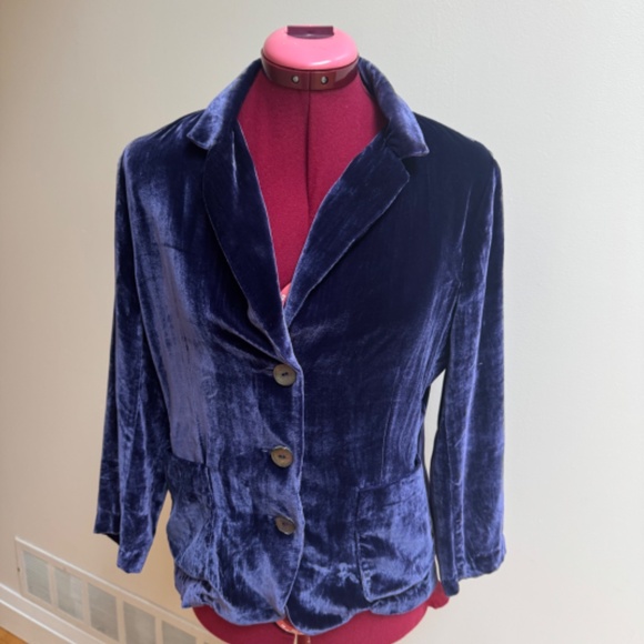 Graham & Spenser Blue Velvet 3 button Jacket Sz M - Picture 12 of 12